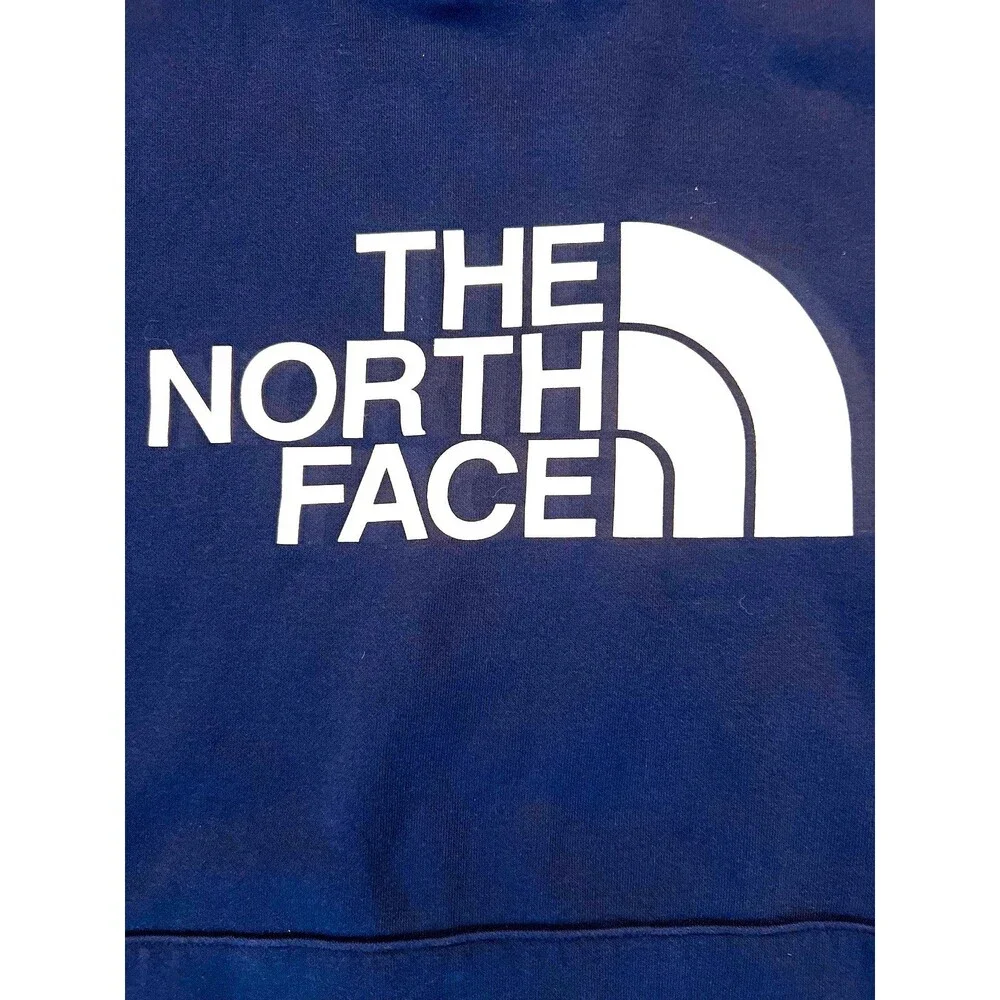 The North Face Circular Design Mens XL Blue Fleece Pullover Hoodie Logo Pockets